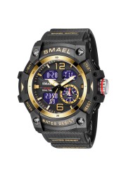 SMAEL 2022 New Men's Watches Dual Time Military Watches 50M Waterproof Men 8007 Shock Resistant Sport Watches Wtach Gifts