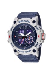 SMAEL 2022 New Men's Watches Dual Time Military Watches 50M Waterproof Men 8007 Shock Resistant Sport Watches Wtach Gifts