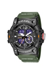 SMAEL 2022 New Men's Watches Dual Time Military Watches 50M Waterproof Men 8007 Shock Resistant Sport Watches Wtach Gifts