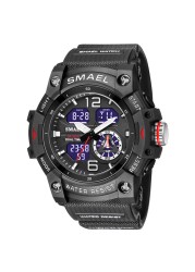 SMAEL 2022 New Men's Watches Dual Time Military Watches 50M Waterproof Men 8007 Shock Resistant Sport Watches Wtach Gifts