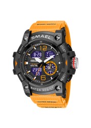 SMAEL 2022 New Men's Watches Dual Time Military Watches 50M Waterproof Men 8007 Shock Resistant Sport Watches Wtach Gifts