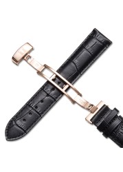 19mm 20mm 21mm 22mm Genuine Leather Watch Band For Tissot T035 Lilock T063 T41 Curved End Handmade Watch Strap Butterfly Buckle