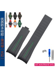 For Rolex Rubber B Diver GMT Daytona Black Green Water Specter Rubber Silicone Watch Strap 20mm