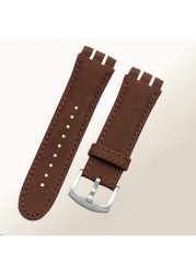 For swatch watchband 23mm New High Quality Mens Soft Waterproof Genuine Leather Watchband Straps Black Brown Cowhide Bracelet