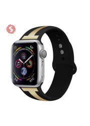 ShengOne Strap Soft Silicone Sport Band for Apple Watch 7 6 SE 5 4 45 44 42mm Striped Rubber Strap Replacement 3 2 1 41 40 38