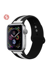 ShengOne Strap Soft Silicone Sport Band for Apple Watch 7 6 SE 5 4 45 44 42mm Striped Rubber Strap Replacement 3 2 1 41 40 38