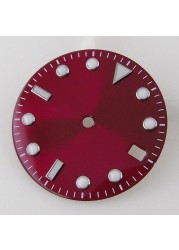 28.5mm watch dial orange red sterile watch dial fit for NH35A movement automatic watch dial luminous hands