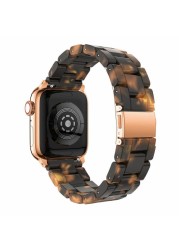 Replacement Resin Tortoise Shell Lines Watch Strap Bracelet For Apple Watch Series 5/4/3/2/1 42mm 44mm 38 and 40mm Leopard Print