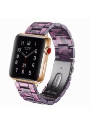 Replacement Resin Tortoise Shell Lines Watch Strap Bracelet For Apple Watch Series 5/4/3/2/1 42mm 44mm 38 and 40mm Leopard Print