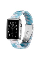 Replacement Resin Tortoise Shell Lines Watch Strap Bracelet For Apple Watch Series 5/4/3/2/1 42mm 44mm 38 and 40mm Leopard Print