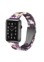 Replacement Resin Tortoise Shell Lines Watch Strap Bracelet For Apple Watch Series 5/4/3/2/1 42mm 44mm 38 and 40mm Leopard Print