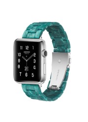 Replacement Resin Tortoise Shell Lines Watch Strap Bracelet For Apple Watch Series 5/4/3/2/1 42mm 44mm 38 and 40mm Leopard Print