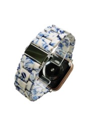 Replacement Resin Tortoise Shell Lines Watch Strap Bracelet For Apple Watch Series 5/4/3/2/1 42mm 44mm 38 and 40mm Leopard Print