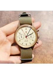 Pilot watch 1963 sapphire mirror bronze retro mechanical military watches flying aviation chronograph new year gift men watches