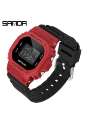 SANDA Fashion Simple Sports Watch Women Casual Military Watches Alarm Clock Shock Resistant Waterproof Digital Watches Female 293