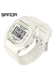 SANDA Fashion Simple Sports Watch Women Casual Military Watches Alarm Clock Shock Resistant Waterproof Digital Watches Female 293