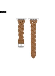 URVOI Braided Genuine Leather Strap for Apple Watch series es7 6 SE 5 4 3 2 1 Woven Strap for iWatch 41 45mm Classic Design Buckle