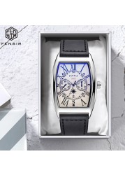 Men's Quartz Black Leather Straps Luxury Fashion Watch