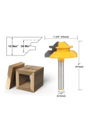 1/2" 1/4" 8mm Shank 45 Degree Lock Miter Router Bit 8*1-1/2 8*1-3/8 Tenon End Cutter Milling Tools for Woodworking