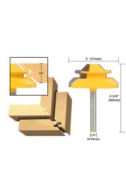 1/2" 1/4" 8mm Shank 45 Degree Lock Miter Router Bit 8*1-1/2 8*1-3/8 Tenon End Cutter Milling Tools for Woodworking