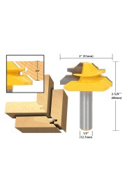 1/2" 1/4" 8mm Shank 45 Degree Lock Miter Router Bit 8*1-1/2 8*1-3/8 Tenon End Cutter Milling Tools for Woodworking