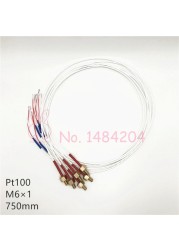 High Precision PT100 Temperature Sensor Class A RTD Probe M4 Brass Screw Thread 6mm 3-Core FEP Wire 750mm for Coffee Machine