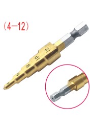 3-12mm 4-12mm 4-20mm Step Cone Drill Bit Hole Cutter Preferred Tool Hex Shank Step Drills Shank Coated Metal Drill Bit for Metal Wood