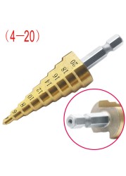 3-12mm 4-12mm 4-20mm Step Cone Drill Bit Hole Cutter Preferred Tool Hex Shank Step Drills Shank Coated Metal Drill Bit for Metal Wood