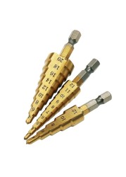 3-12mm 4-12mm 4-20mm Step Cone Drill Bit Hole Cutter Preferred Tool Hex Shank Step Drills Shank Coated Metal Drill Bit for Metal Wood