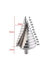 1pc Step Drill Bit 6-60mm 4-32mm Spiral Groove Wood Metal Hole Cutter HSS Round Shank Step Cone Drill Bit