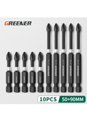 Green Impact Strong Magnetic Impulse Head Cross High Hardness Hand Drill Bit Screw Electric Screwdriver Set 50 65 70 90 150mm