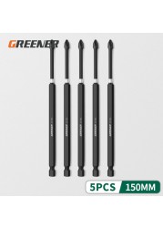 Green Impact Strong Magnetic Impulse Head Cross High Hardness Hand Drill Bit Screw Electric Screwdriver Set 50 65 70 90 150mm