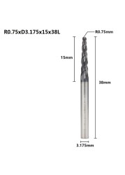 XCAN مستدق الكرة نهاية الأنف مطحنة 1 قطعة R0.25/R0.5/R0.75/R1.0 3.175 مللي متر عرقوب كربيد الخشب النقش بت CNC راوتر بت الطحن القاطع