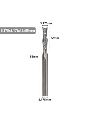 XCAN Left Hand Down Cutter 3.175/4/5/6mm Shank Spiral End Mill 2 Flute Carbide Milling Cutter for CNC Aluminum Cutting Milling B