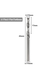 XCAN Left Hand Down Cutter 3.175/4/5/6mm Shank Spiral End Mill 2 Flute Carbide Milling Cutter for CNC Aluminum Cutting Milling B