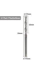 XCAN Left Hand Down Cutter 3.175/4/5/6mm Shank Spiral End Mill 2 Flute Carbide Milling Cutter for CNC Aluminum Cutting Milling B