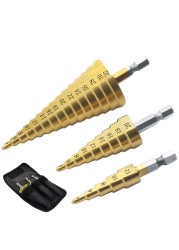 3pcs HSS Titanium Drill Bit 4-12 4-20 4-32 Drill Metal Power Tools High Speed ​​Steel Wood Hole Cutter Cone Drill