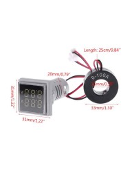 Square LED Digital Dual Display Voltmeter & Ammeter Voltage Gauge Current Meter AC 60-500V 0-100A D18