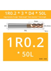 AUG Tool Corner Radial End Mill CNC R Bull Nose Milling Cutter Tungsten Carbide Steel Metal Router Tool R0.5 R1 4 Flutes