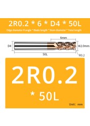 AUG Tool Corner Radial End Mill CNC R Bull Nose Milling Cutter Tungsten Carbide Steel Metal Router Tool R0.5 R1 4 Flutes