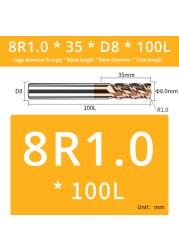 AUG Tool Corner Radial End Mill CNC R Bull Nose Milling Cutter Tungsten Carbide Steel Metal Router Tool R0.5 R1 4 Flutes