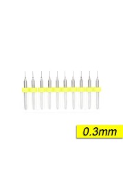 XCAN 10pcs/set 0.3mm to 1.2mm PCB Mini Drill Bits Tungsten Steel Carbide for Printing Circuit Board CNC Drill Bits Machine