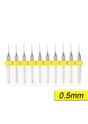 XCAN 10pcs/set 0.3mm to 1.2mm PCB Mini Drill Bits Tungsten Steel Carbide for Printing Circuit Board CNC Drill Bits Machine