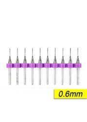 XCAN 10pcs/set 0.3mm to 1.2mm PCB Mini Drill Bits Tungsten Steel Carbide for Printing Circuit Board CNC Drill Bits Machine