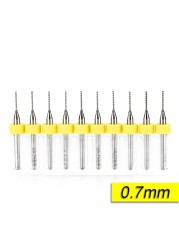 XCAN 10pcs/set 0.3mm to 1.2mm PCB Mini Drill Bits Tungsten Steel Carbide for Printing Circuit Board CNC Drill Bits Machine