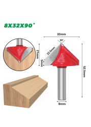 8mm Shank V Shape Groove Router Bit CNC Solid Carbide End Mill 60 90 120 150 Degree Woodworking Milling Cutter Carving Bits