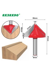 8mm Shank V Shape Groove Router Bit CNC Solid Carbide End Mill 60 90 120 150 Degree Woodworking Milling Cutter Carving Bits