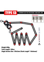 Fold Angle Ruler Aluminum Measuring Ruler for Tile Floor Glass Woodworking Locator Hole Template Tile Hole Guide