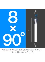 Chamfer Milling Cutter Carbide Angle Anti Chamfer End Mill Deburring V Grove Router 60 90 120 Degree 2 3 Flutes