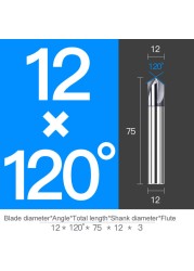 Chamfer Milling Cutter Carbide Angle Anti Chamfer End Mill Deburring V Grove Router 60 90 120 Degree 2 3 Flutes